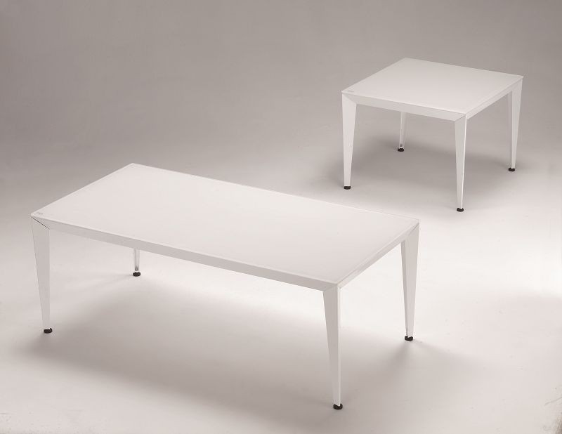 White Glass End Table